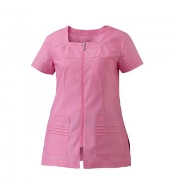 Pink Rougevif women’s service tunic with a zip front and pleated pockets